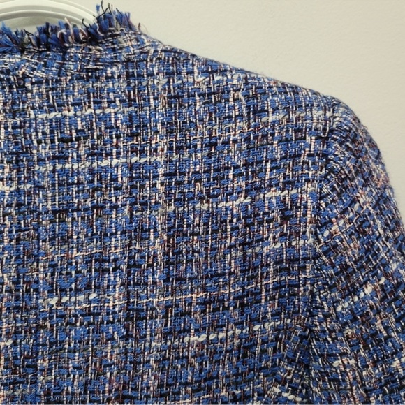 Zara Blue Tweed Blazer with Gorgeous Pearl Trim - Picture 10 of 12